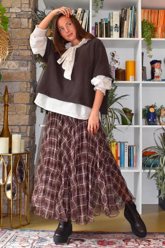 Fia Plaid Tulle Layer Skirt